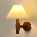Japanese walnut wood cream pvc led wall lamps bedroom sconce