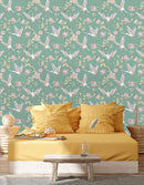 Japanese White Cranes and Peony Wallpaper