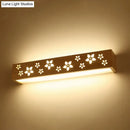 Japanese wooden floral wall lamp with shelf – bedroom led sconce