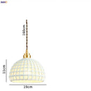 Japanese woven gray & blue ceramic led pendant lights dining room