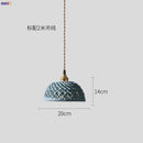 Japanese woven gray & blue ceramic led pendant lights dining room
