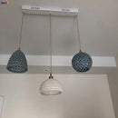 Japanese woven gray & blue ceramic led pendant lights dining room