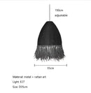 Japanese woven straw fringed pendant light for living room