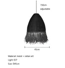 Japanese woven straw fringed pendant light for living room