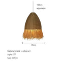 Japanese woven straw fringed pendant light for living room