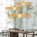 Japanese woven wave bamboo pendant chandelier dining room light