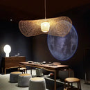Japanese woven wave bamboo pendant chandelier dining room light