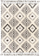 Jarales Cream/Black Tribal Tassel Wool Rug - Clearance