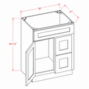 30 Inch Navy Blue Shaker Single Sink Bathroom Vanity with Drawers on the Right