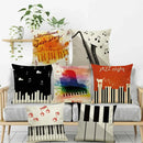 Jazz letter notes piano graphic linen cushion cover living room decor