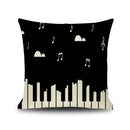 Jazz letter notes piano graphic linen cushion cover living room decor