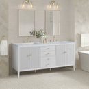 James Martin Myrrin 72" Double Bathroom Vanity, Bright White