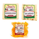 Cheese 3 Piece Sampler | Jalapeno, Buffalo Wing, Horseradish | Jisa's Farmstead Cheese