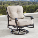 Aluminum 48-in Rectangular Patio Fire Table and Swivel Rocker Set