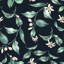 Stylish Black Wallpaper with Green Leaves Vogue