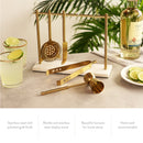 4-Piece Bar Tool Set in Gold with Marble and Stainless Steel Stand