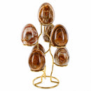 7-Ring 3-Tier Gold Wire Metal Sphere Crystals Egg Stand Holder Display 7.4 Inches