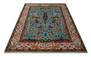 Jungle Animal Tree of Life 9x12 Hand Knotted Blue, Gold and Ivory Traditional Vintage Persian Style Antique Wool Rug | TRDCP843912