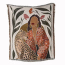Jungle pink & cream leopard print throw blanket bedroom fringed decor