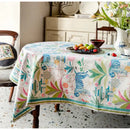 Jungle vibes tablecloth cream blue & green tiger print kitchen decor