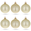 Set of 6 Beige Glass Ball Christmas Ornaments 3.25 Inches