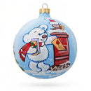Bear Mailing Christmas Wish List Glass Ball Christmas Ornament  3.25 Inches
