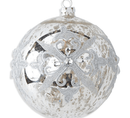 6 Inch Silver Mercury Glass w/Rhinestone Round