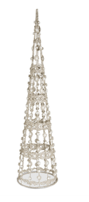 Set of 3 Champagne Filigree Wire Cone Trees with Pearls