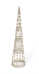 Set of 3 Champagne Filigree Wire Cone Trees with Pearls