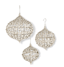 Set of 3 Champagne Filigree Wire Onion Ornaments with Pearls