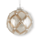 4 inch Glittered Silver & Copper Mercury Glass Ornament with Pearls - Final Sale