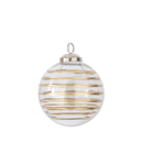 3.5 Inch Gold Gilded Stripe Etched Clear Glass Ornament - Final sale