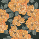 Voguish Orange Floral Wallpaper Tasteful