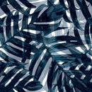 Voguish Dark Blue Palm Leaves Wallpaper