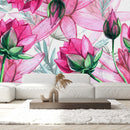 Stylish Modern Pink Flowers Wallpaper