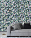 Voguish Gentle Flowers on Dark Background Wallpaper Chic
