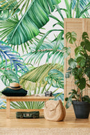Elegant Tropical Green Leaves Wallpaper Fashionable