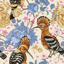 Brown Birds on Floral Wallpaper
