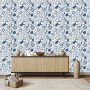 Fashionable Dark Blue Pattern Wallpaper