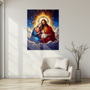 Holy Family Sacred Art Glass Wall Panel – UV Printed Jesus, Mary & Joseph in Heaven-KAFCD162