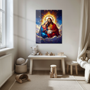 Holy Family Sacred Art Glass Wall Panel – UV Printed Jesus, Mary & Joseph in Heaven-KAFCD162