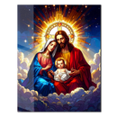 Holy Family Sacred Art Glass Wall Panel – UV Printed Jesus, Mary & Joseph in Heaven-KAFCD162