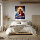 Holy Family Sacred Art Glass Wall Panel – UV Printed Jesus, Mary & Joseph in Heaven-KAFCD162