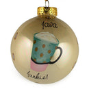 Set of 6 Coffee, Mocha, Latte Lovers Christmas Glass Ball Ornaments 3.25 Inches