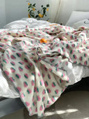 Kawaii cream and red cherry kids wool blanket bedroom decor