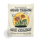 Kawaii cream cartoon flowers tapestry wall hanging bedroom decor