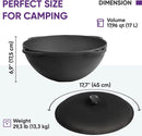 17,96 quart Cast Iron Braiser with Cast Iron Lid,Cauldron for Outdoor Cooking