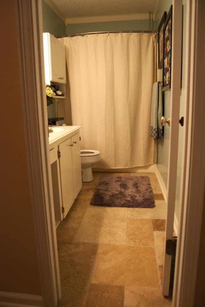 Mina Rustic Antique Pattern Brushed, Chiseled, and Partially Filled - Full Truckload installed bathroom