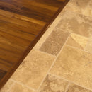 Mina Rustic Antique Pattern Brushed, Chiseled, and Partially Filled - Full Truckload next to wood floors