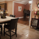 Mina Rustic Antique Pattern Brushed, Chiseled, and Partially Filled - Full Truckload installed floor piano at the corner and dining table